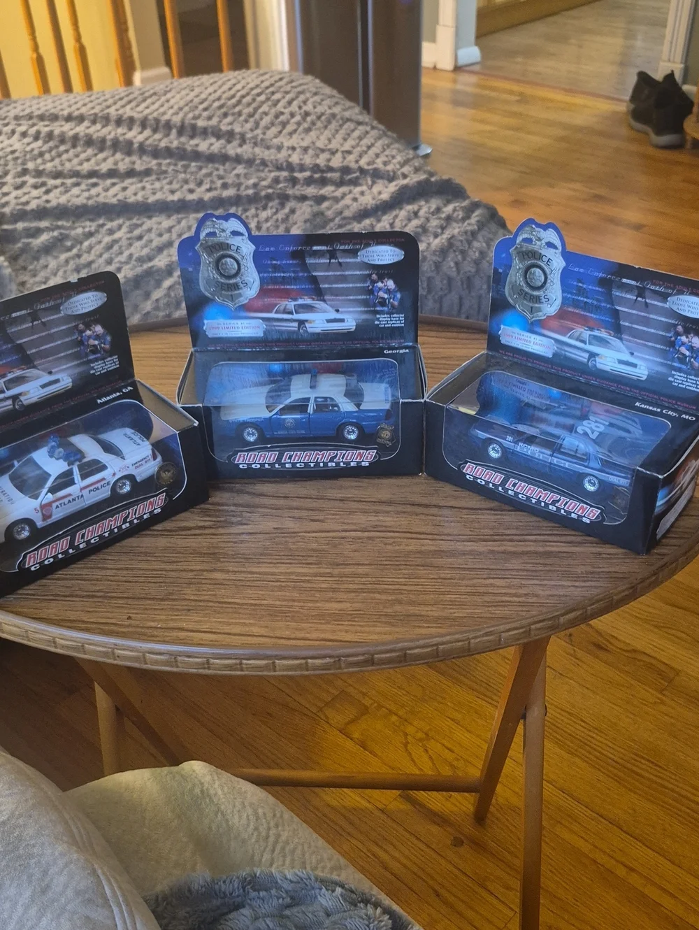 New In Box Lot3 Champion White Police Car Toy -Packaged Collectible. Dated 1999